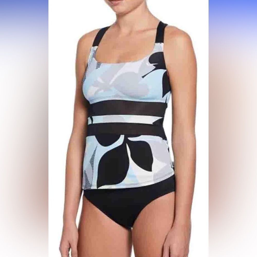 NIKE Women’s Mesh Floral Print V-Back 2-Piece Tankini Swim Set